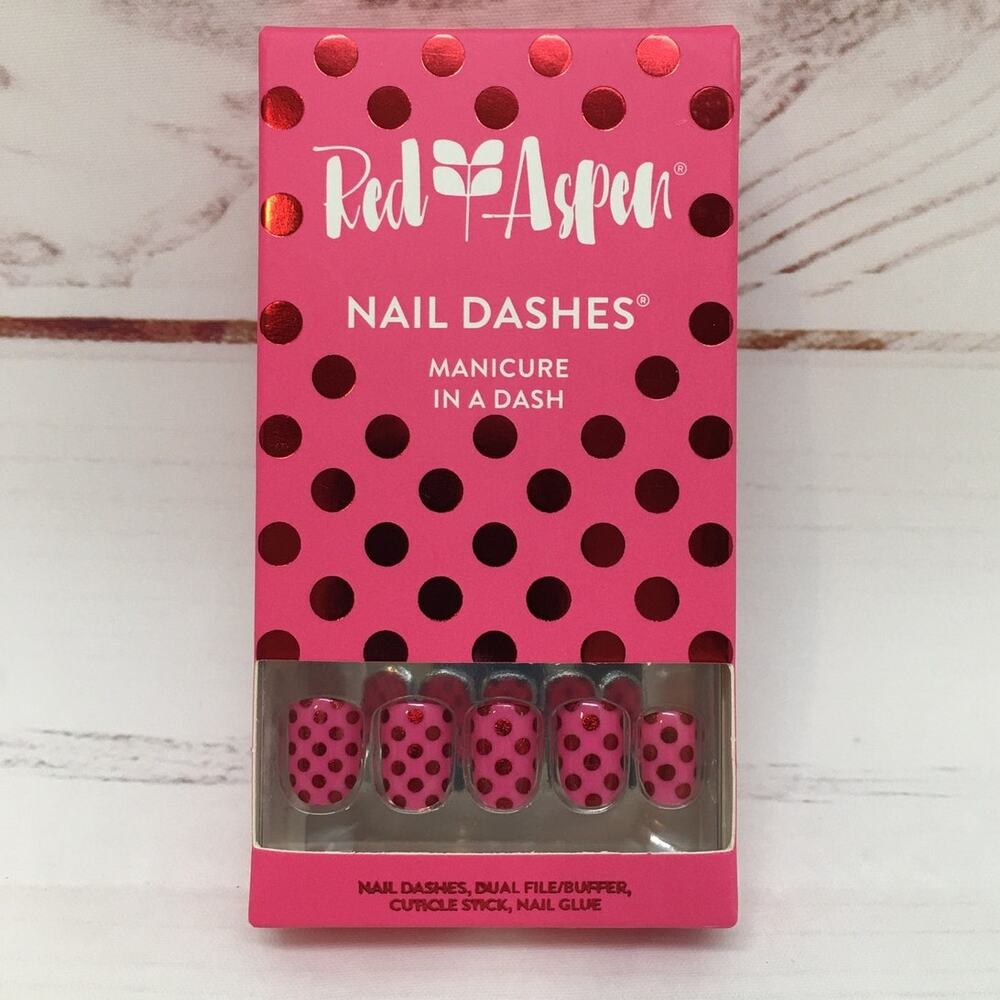 Red Aspen Nail Dashes Hilda Lane Short Square New Retired #2806